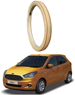 AUTO PEARL Steering Cover For Ford Figo(Diamond Beige Red, Leatherite)