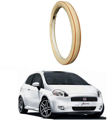 AUTO PEARL Steering Cover For Fiat Punto(Diamond Beige Red, Leatherite)