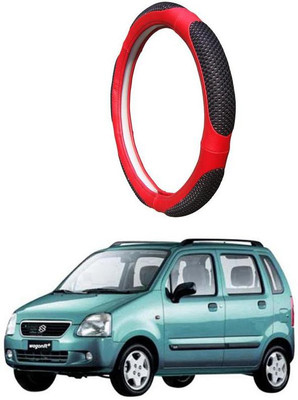 AUTO PEARL Steering Cover For Maruti WagonR(Black Red, Leatherite)