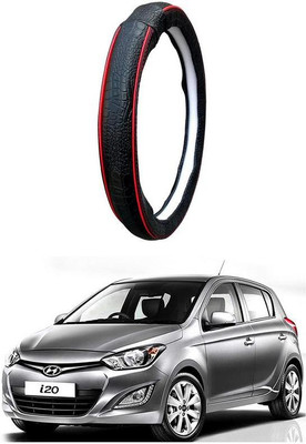 AUTO PEARL Steering Cover For Hyundai i20(Black Red, Leatherite)