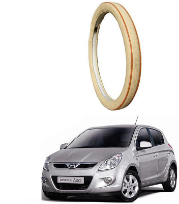 AUTO PEARL Steering Cover For Hyundai i20(Diamond Beige Red, Leatherite)