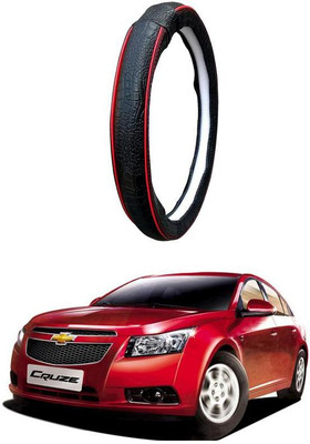 AUTO PEARL Steering Cover For Chevrolet Cruze(Black Red, Leatherite)