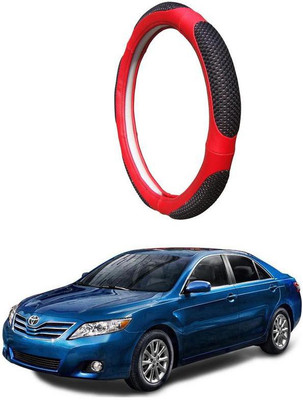 AUTO PEARL Steering Cover For Toyota Camry(Black Red, Leatherite)