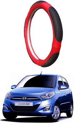 AUTO PEARL Steering Cover For Hyundai i10(Black Red, Leatherite)