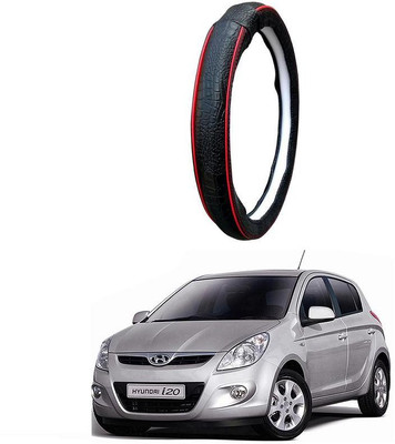 AUTO PEARL Steering Cover For Hyundai i20(Black Red, Leatherite)