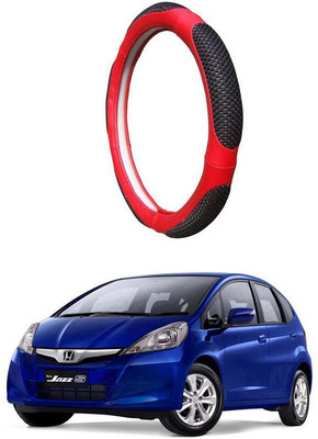 AUTO PEARL Steering Cover For Honda Jazz(Black Red, Leatherite)