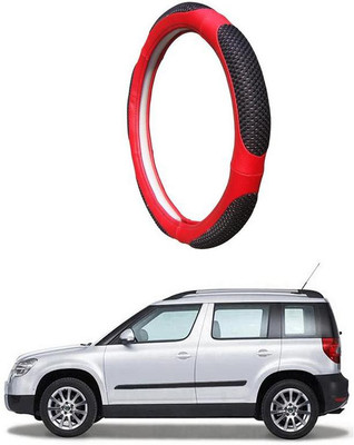 AUTO PEARL Steering Cover For Skoda Yeti(Black Red, Leatherite)