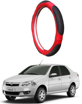 AUTO PEARL Steering Cover For Fiat Siena(Black Red, Leatherite)
