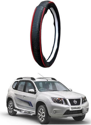 AUTO PEARL Steering Cover For Nissan Terrano(Black Red, Leatherite)