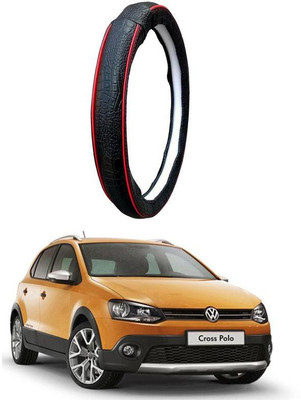AUTO PEARL Steering Cover For Volkswagen Polo Cross(Black Red, Leatherite)