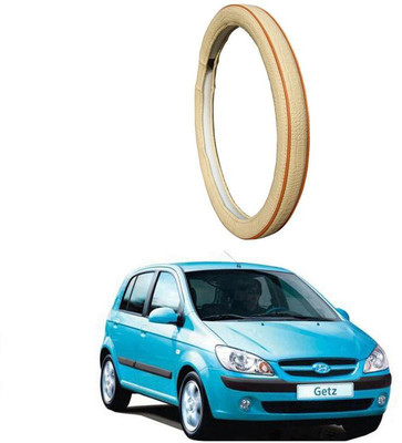 AUTO PEARL Steering Cover For Hyundai Getz(Diamond Beige Red, Leatherite)