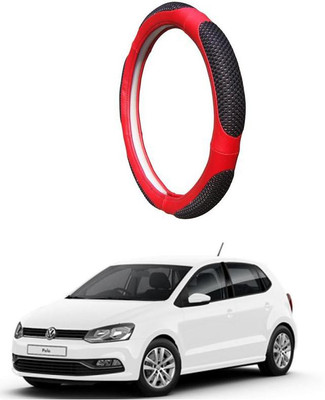 AUTO PEARL Steering Cover For Volkswagen Polo Exquisite(Black Red, Leatherite)