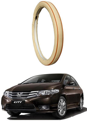 AUTO PEARL Steering Cover For Honda New City(Diamond Beige Red, Leatherite)