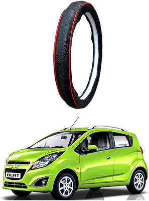 AUTO PEARL Steering Cover For Chevrolet Beat(Black Red, Leatherite)