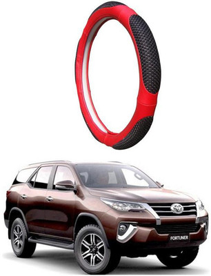 AUTO PEARL Steering Cover For Toyota Fortuner(Black Red, Leatherite)