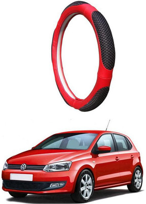 AUTO PEARL Steering Cover For Volkswagen Polo(Black Red, Leatherite)
