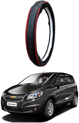 AUTO PEARL Steering Cover For Chevrolet UVA(Black Red, Leatherite)