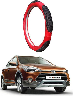 AUTO PEARL Steering Cover For Hyundai i20(Black Red, Leatherite)