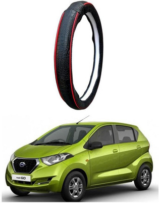 AUTO PEARL Steering Cover For Datsun Go(Black Red, Leatherite)