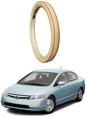 AUTO PEARL Steering Cover For Honda Civic(Diamond Beige Red, Leatherite)