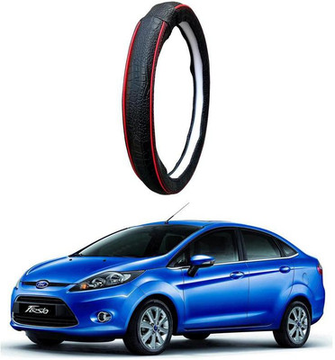 AUTO PEARL Steering Cover For Ford Fiesta(Black Red, Leatherite)