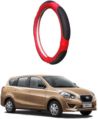 AUTO PEARL Steering Cover For Datsun Go+(Black Red, Leatherite)