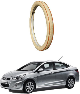 AUTO PEARL Steering Cover For Hyundai Verna(Diamond Beige Red, Leatherite)