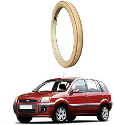 AUTO PEARL Steering Cover For Ford Fusion(Diamond Beige Red, Leatherite)