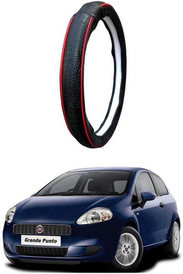 AUTO PEARL Steering Cover For Fiat Grand Punto(Black Red, Leatherite)
