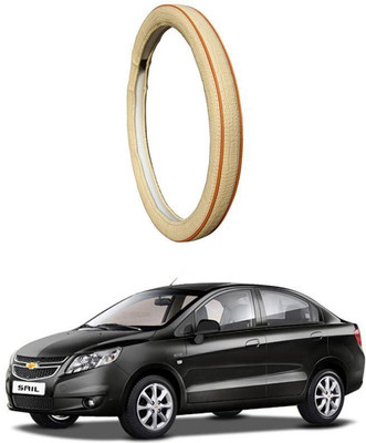 AUTO PEARL Steering Cover For Chevrolet Sail(Diamond Beige Red, Leatherite)