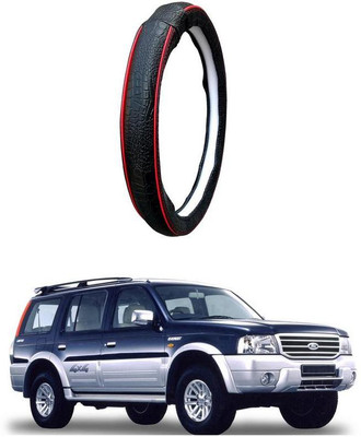 AUTO PEARL Steering Cover For Ford Endeavour(Black Red, Leatherite)
