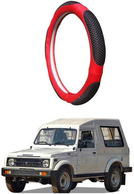 AUTO PEARL Steering Cover For Maruti Gypsy(Black Red, Leatherite)