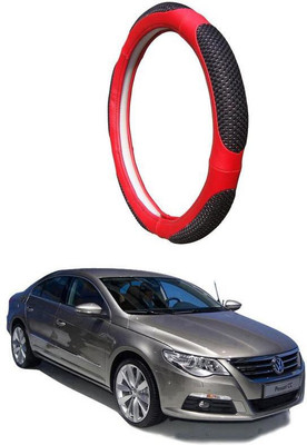 AUTO PEARL Steering Cover For Volkswagen Passat(Black Red, Leatherite)