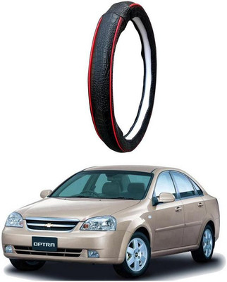 AUTO PEARL Steering Cover For Chevrolet Optra(Black Red, Leatherite)