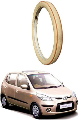 AUTO PEARL Steering Cover For Hyundai i10(Diamond Beige Red, Leatherite)