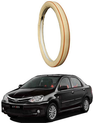 AUTO PEARL Steering Cover For Toyota Etios(Diamond Beige Red, Leatherite)