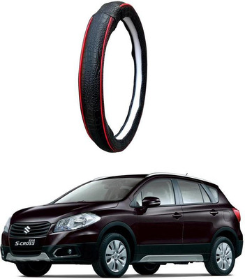 AUTO PEARL Steering Cover For Maruti S-Cross(Black Red, Leatherite)