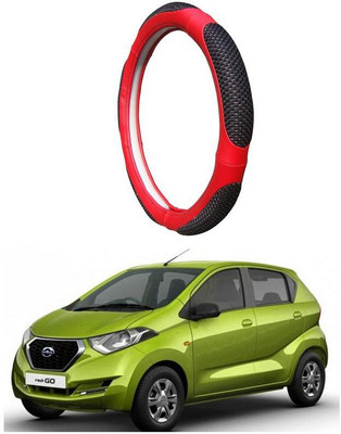 AUTO PEARL Steering Cover For Datsun Go(Black Red, Leatherite)