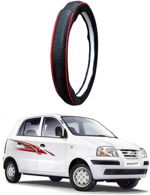AUTO PEARL Steering Cover For Hyundai Santro Xing(Black Red, Leatherite)