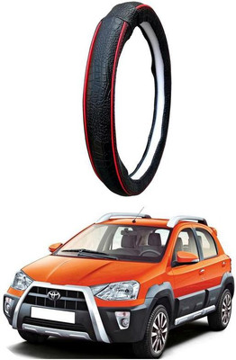 AUTO PEARL Steering Cover For Toyota Etios Cross(Black Red, Leatherite)