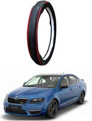 AUTO PEARL Steering Cover For Skoda Octavia(Black Red, Leatherite)