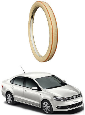 AUTO PEARL Steering Cover For Volkswagen Vento(Diamond Beige Red, Leatherite)