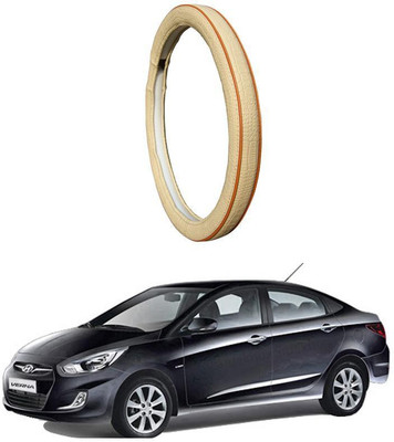 AUTO PEARL Steering Cover For Hyundai Verna Fluidic(Diamond Beige Red, Leatherite)