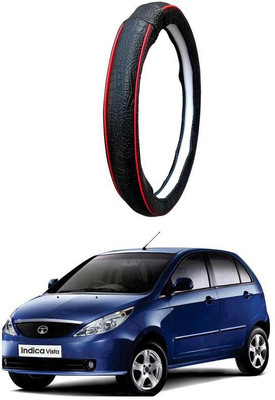 AUTO PEARL Steering Cover For Tata Indica Vista(Black Red, Leatherite)