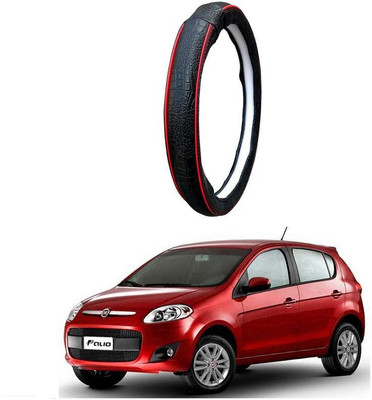 AUTO PEARL Steering Cover For Fiat Palio(Black Red, Leatherite)