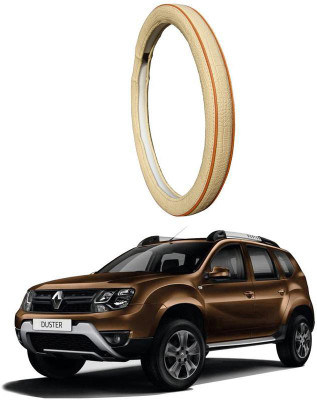 AUTO PEARL Steering Cover For Renault Duster(Diamond Beige Red, Leatherite)