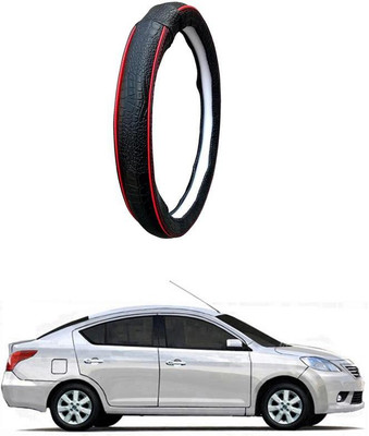 AUTO PEARL Steering Cover For Nissan Sunny(Black Red, Leatherite)