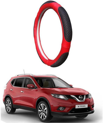 AUTO PEARL Steering Cover For Nissan X-Trail(Black Red, Leatherite)