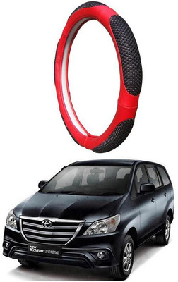 AUTO PEARL Steering Cover For Toyota Innova(Black Red, Leatherite)