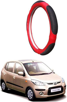 AUTO PEARL Steering Cover For Hyundai i10(Black Red, Leatherite)